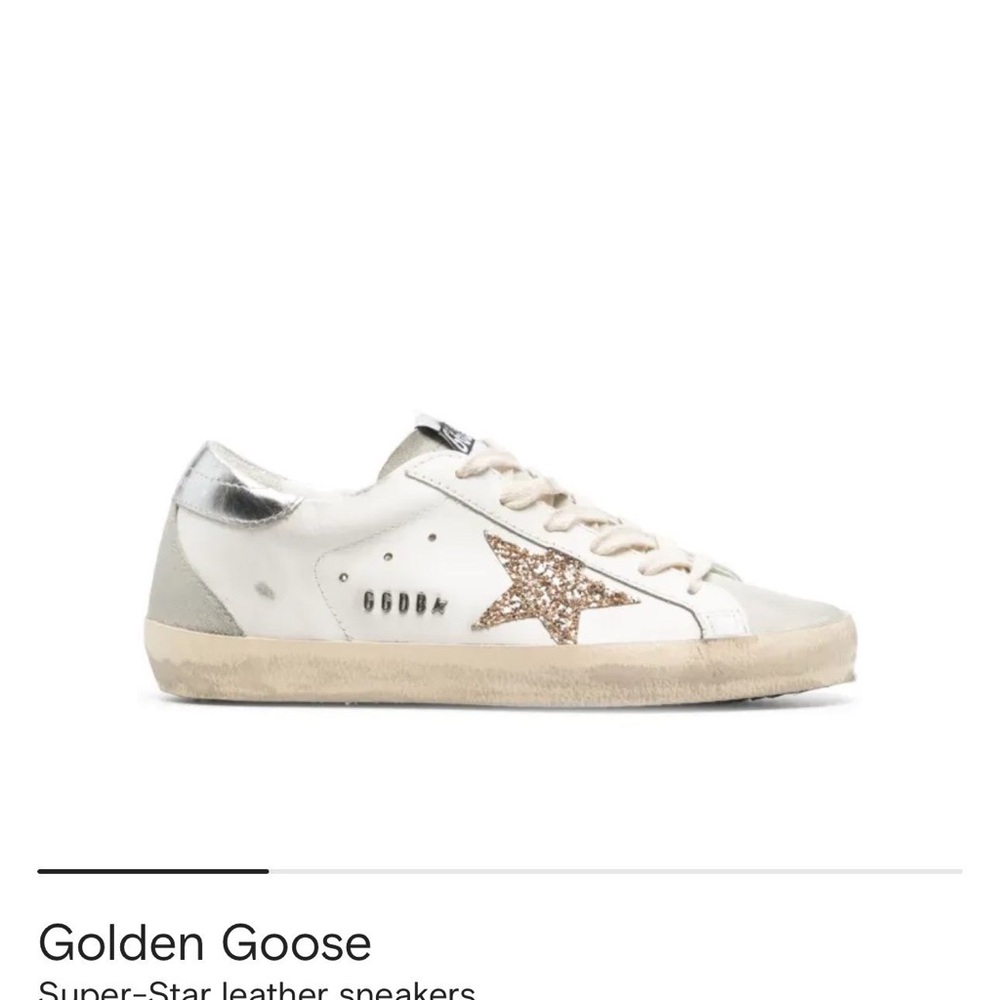 Golden Goose Cream and Gold Star Sneakers